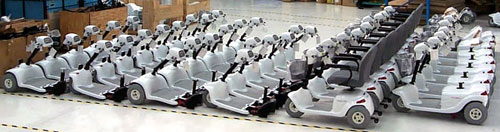 Plega scooters in the factory